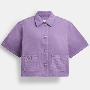 COACH | Denim Button Down Top | Short Sleeve | Size 10